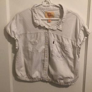 Cropped button down, collard top